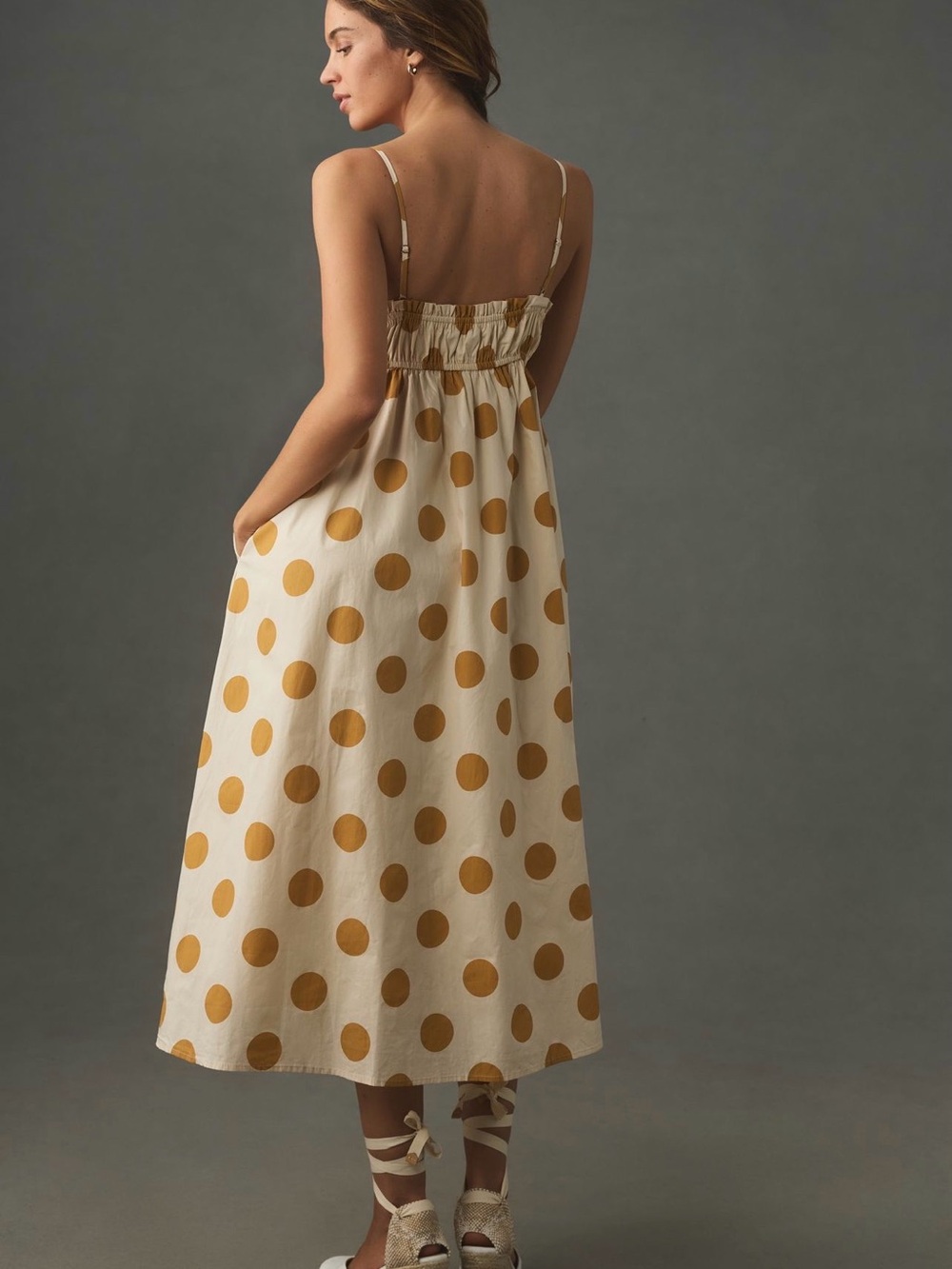 English Factory square-neck ruched babydoll midi dress - Picture 3 of 8
